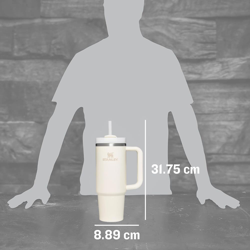Stanley Quencher H2.0 FlowState Stainless Steel Vacuum Insulated Tumbler with Lid and Straw for Water, Iced Tea or Coffee, Smoothie and More, Cream , 40 oz