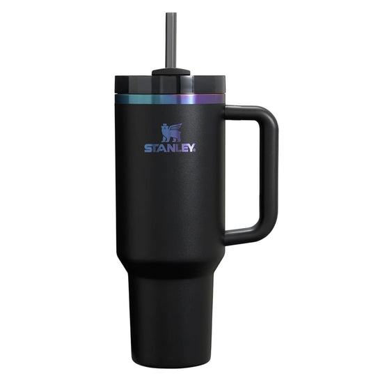 Stanley Quencher H2.0 FlowState Stainless Steel Vacuum Insulated Tumbler with Lid and Straw for Water, Iced Tea or Coffee, Smoothie and More, Black Glow, 40 oz